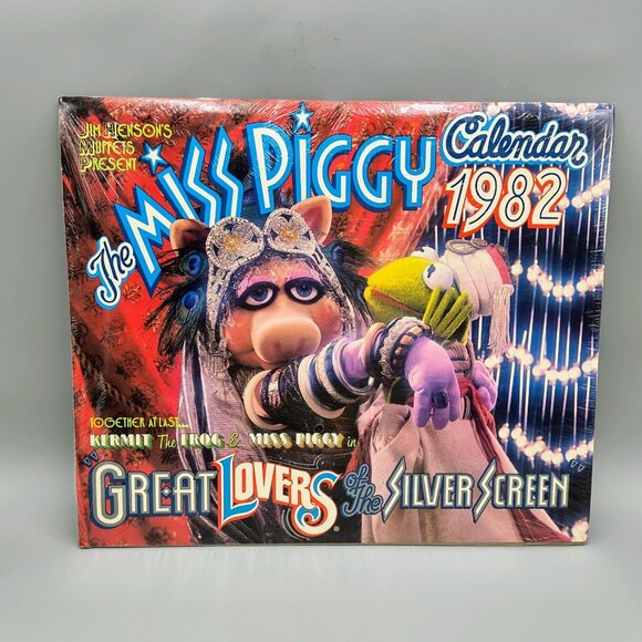 Muppets 1982 Miss Piggy Kermit Wall Calendar Great Lovers Silver Screen SEALED - Picture 1 of 6